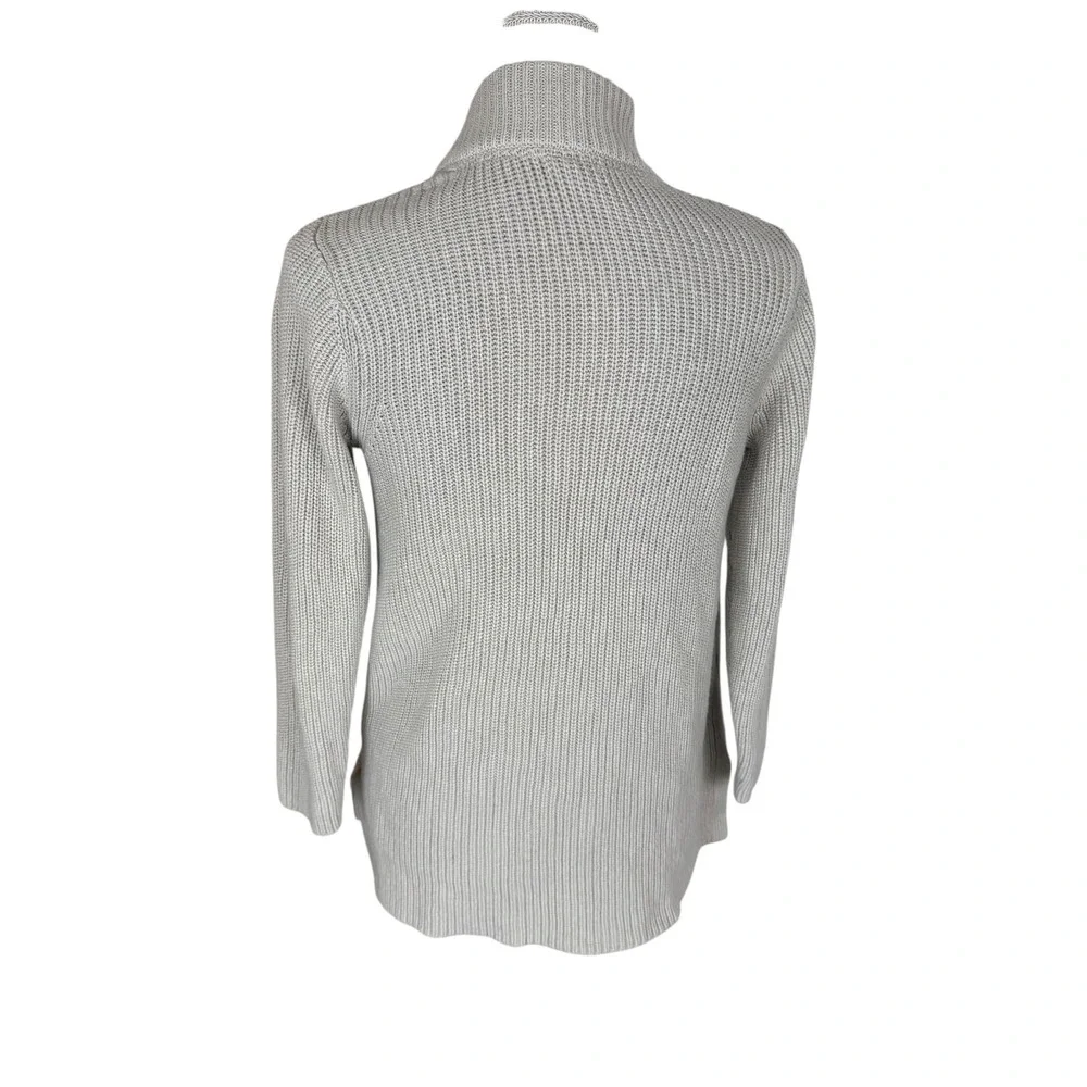 J.Jill Button‎ Front Knit Cardigan Sweater Pockets Collar Beige Cotton Blend S